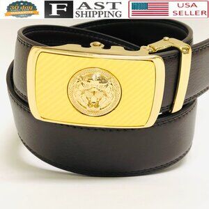 Dark Coffee Belt Leather, Ratchet Dress Belt with Automatic Slide Click, Trim‎